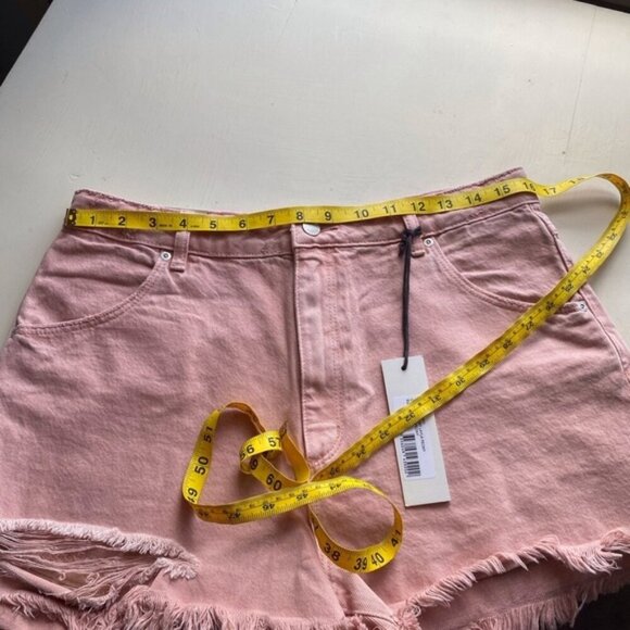Rollas Dusters High Rise Slim Shorts Woman 32 Peony Pink Distressed Cut Off - Picture 12 of 15